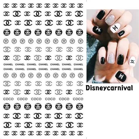 black chanel nail stickers